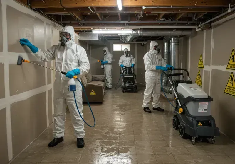 Basement Moisture Removal and Structural Drying process in Midway, PA